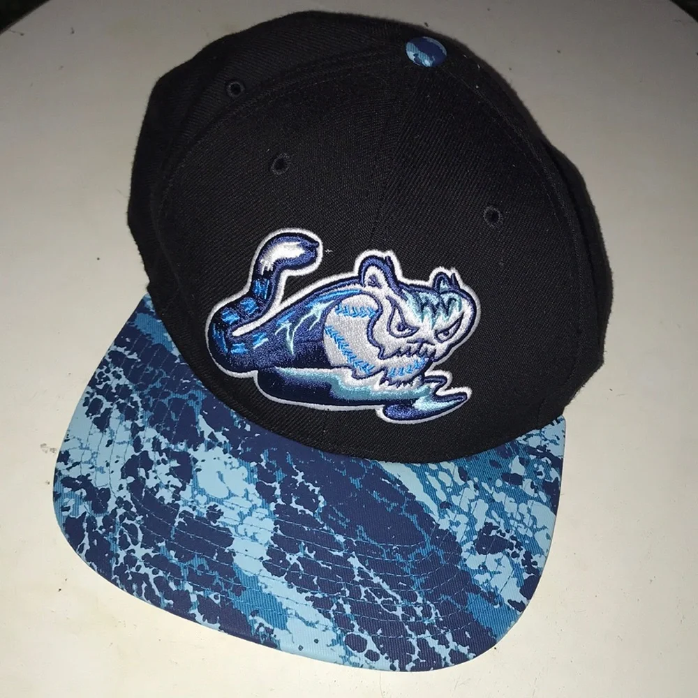 47 Brand West Michigan Whitecaps Snapback Hat Black Blue Marbled Brim One Size